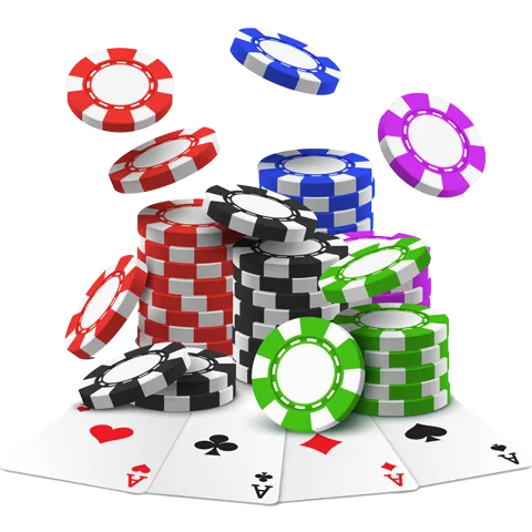 Graphic of a large pile of casino chips and the four Aces